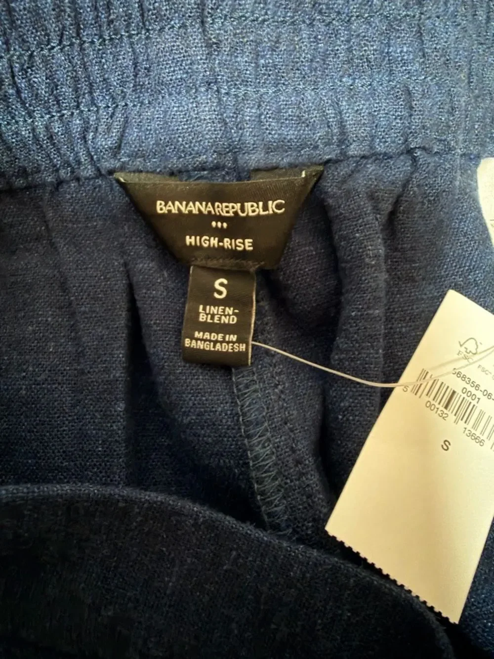 Banana Republic High Rise Pull On Linen Blend Short Size Small NWT Navy Blue